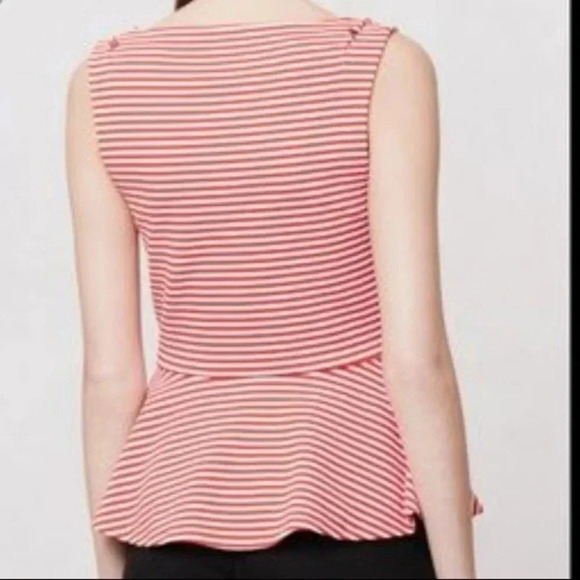 Anthropologie Red and White Striped Peplum Blouse - Picture 3 of 8